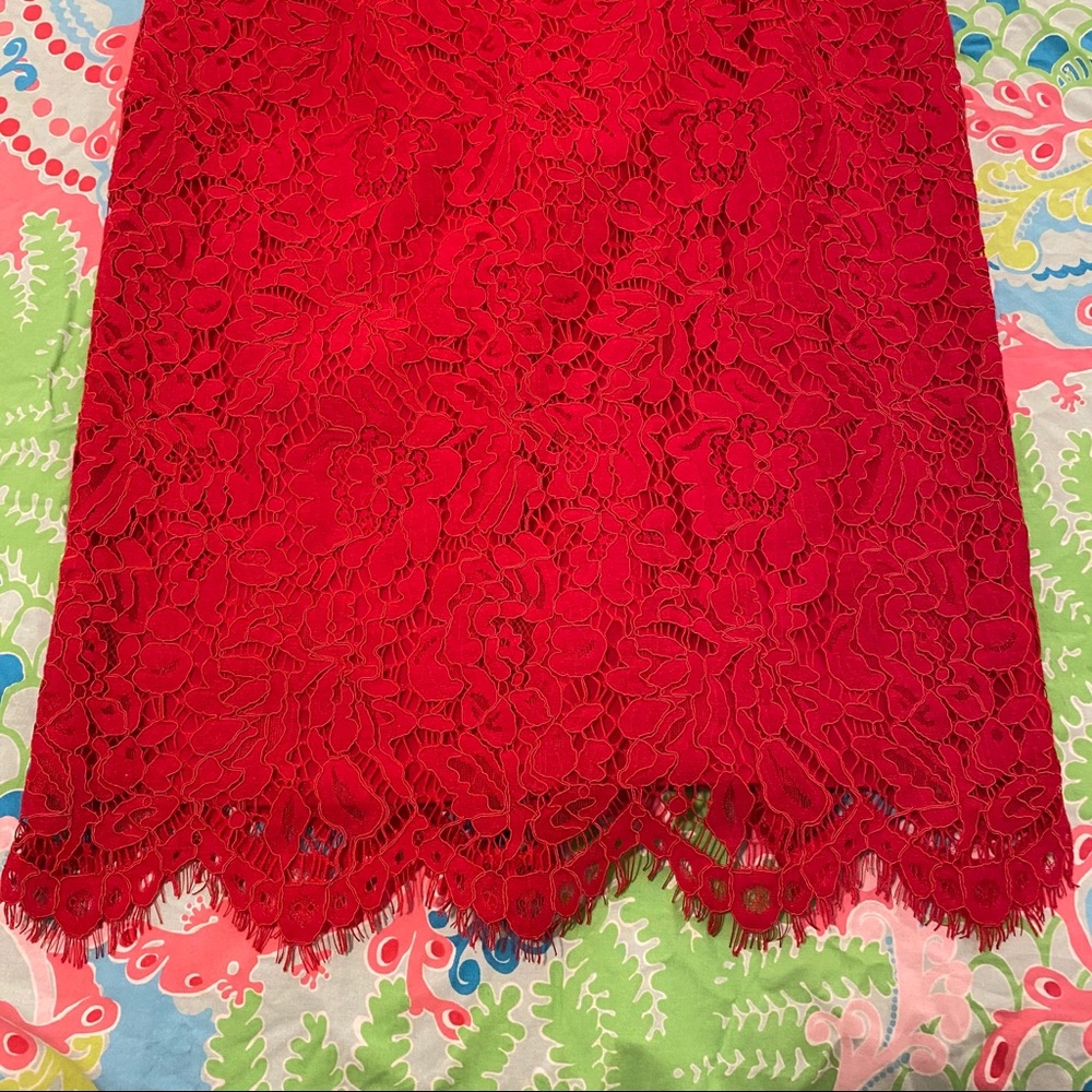 NWOT Rachel Parcell Red Lace Pencil Skirt - Picture 3 of 7